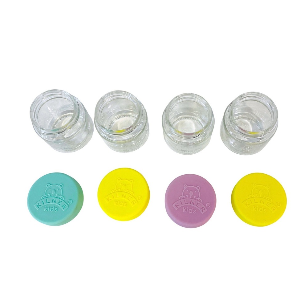 Kilner Kids Baby Food Storage Jars Glass Set of 4 3.7oz Silicone Lids BPA Free - Picture 2 of 8
